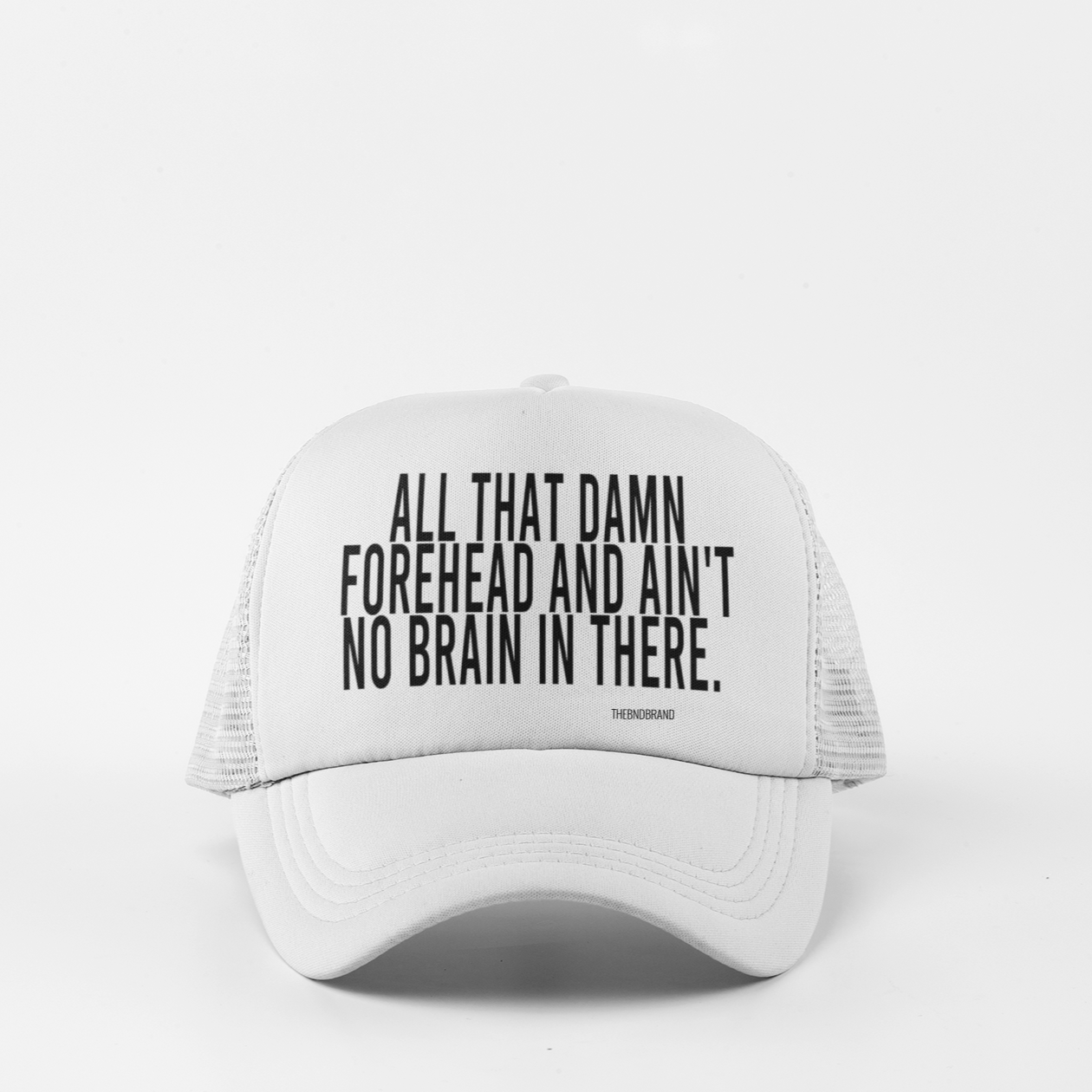 ALL THAT DAMN FOREHEAD AND AIN'T NO BRAIN IN THERE.
