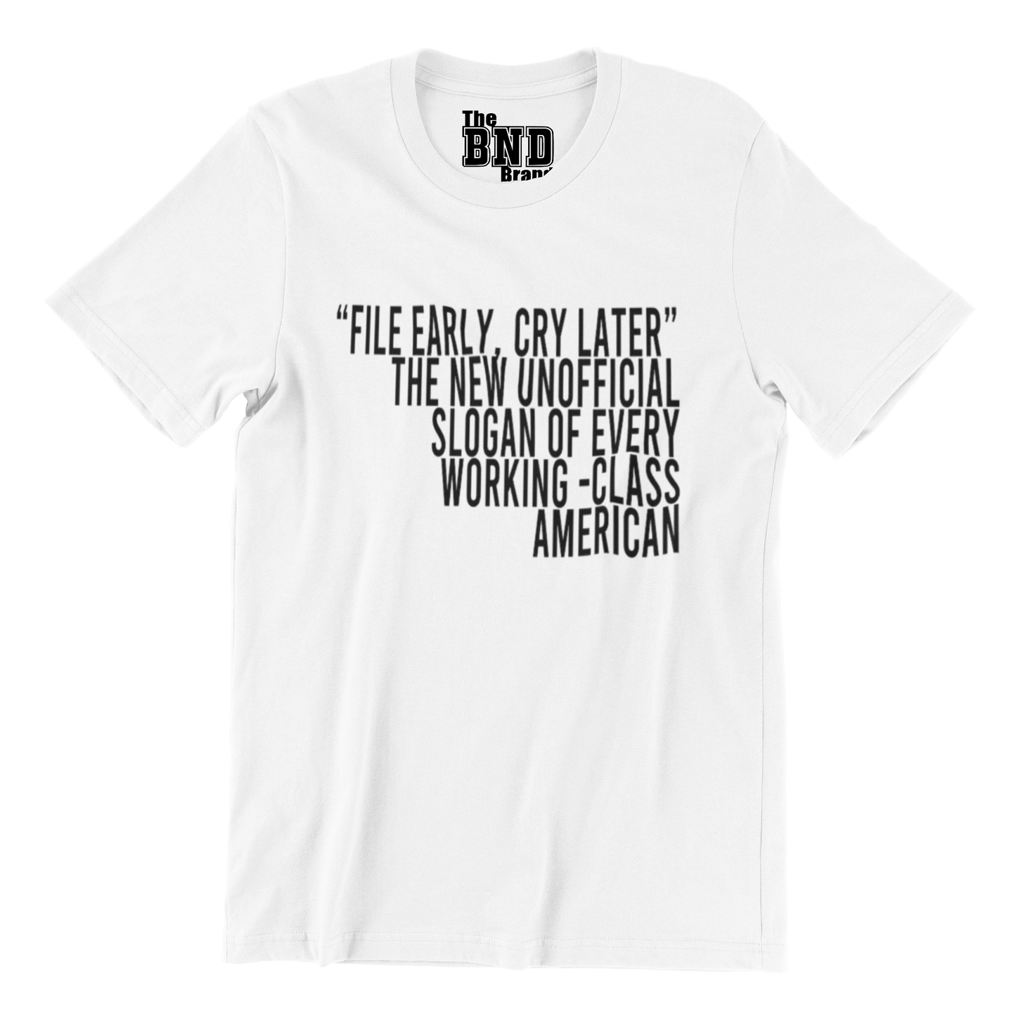 File Early, Cry Later. The unofficial slogan of every working-class American. Tee