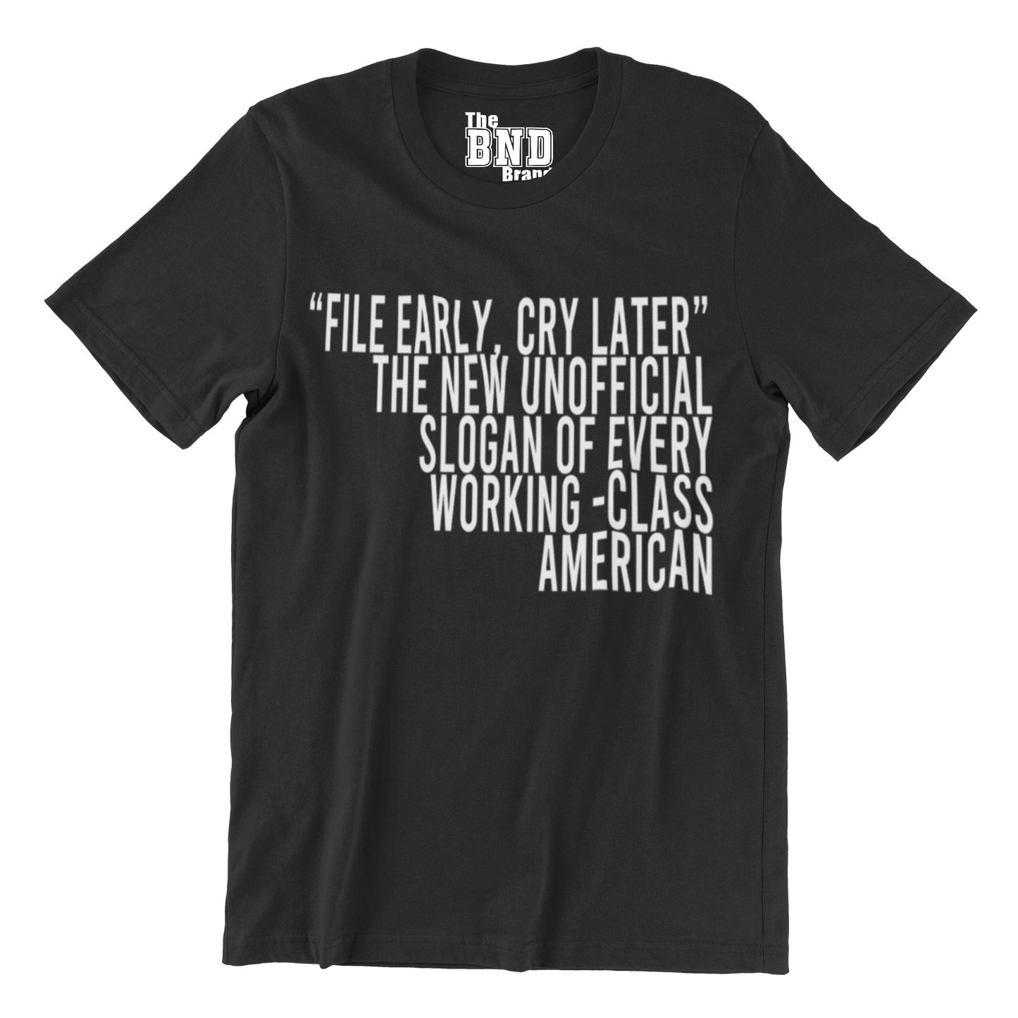 File Early, Cry Later. The unofficial slogan of every working-class American. Tee