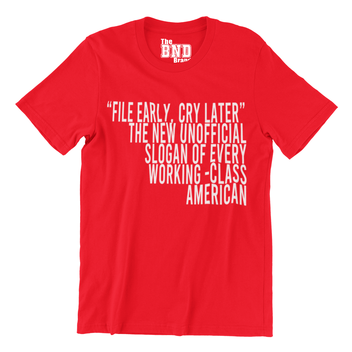 File Early, Cry Later. The unofficial slogan of every working-class American. Tee
