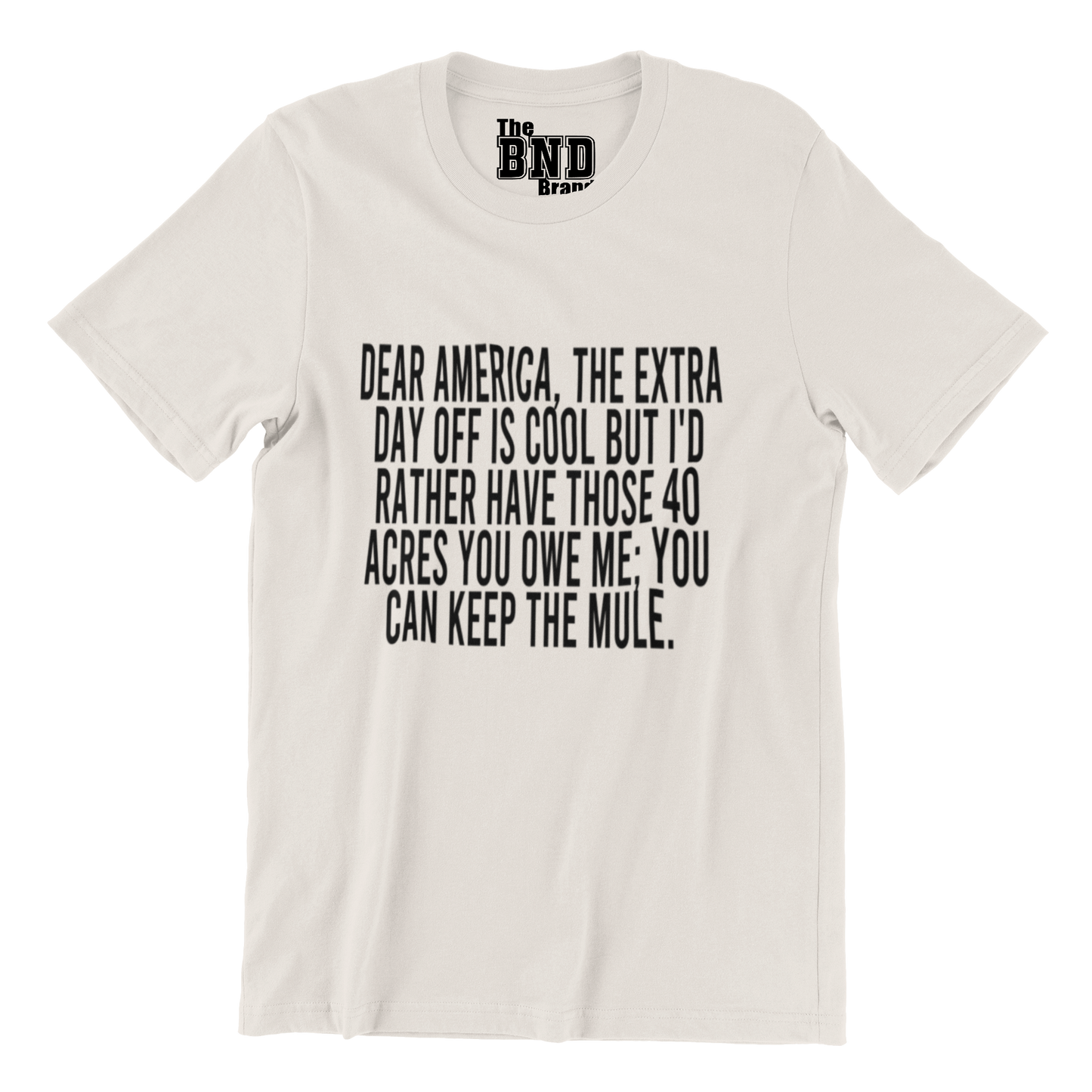 DEAR AMERICA, THE EXTRA DAY OFF IS COOL BUT I'D RATHER HAVE THOSE 40 ACRES YOU OWE ME; YOU CAN KEEP THE MULE