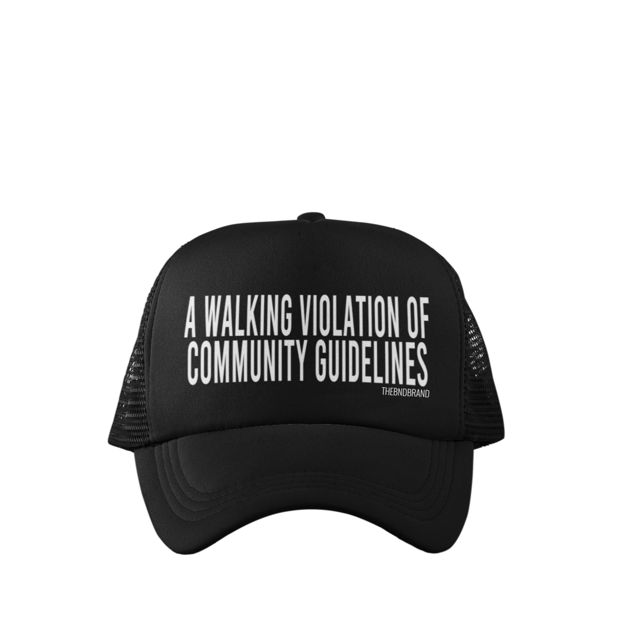 A WALKING VIOLATION OF COMMUNITY GUIDELINES HAT